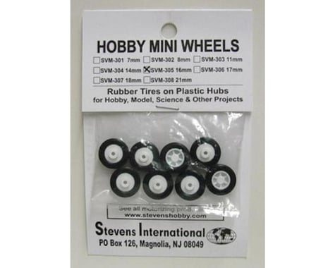 Stevens 16mm Rubber Tires on Plastic Hubs (8)