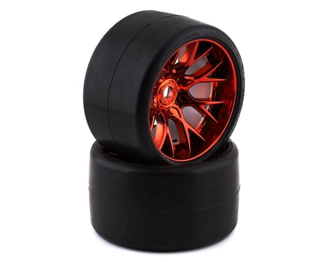 Sweep VHT Crusher Pre-Mounted Monster Truck Belted Slick Tires (Red) (2)