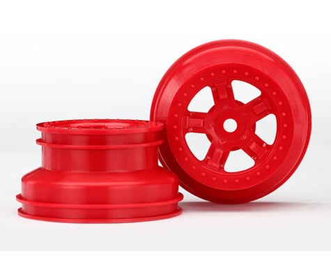 Traxxas Wheels, Sct Red, Beadlock Style, Dual Profile (1.8" Inner, 1.4" Outer) (2)