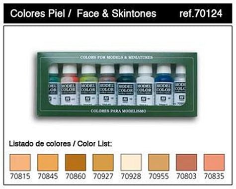 Vallejo Paints Face/Skin Colors Paint Set 17Ml