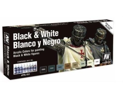 Vallejo Paints Blacks N Whites Paint Set 8Pc 17Ml