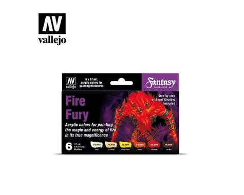 Vallejo Paints Fire Fury Fantasy Paint Set 6 17Ml