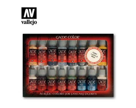 Vallejo Paints 17Ml Leather/Metal Game Color Set 16 Col