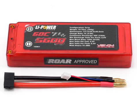 Venom Power 2S LiPo 60C Battery Pack w/Universal Connector (7.4V/5600mah)