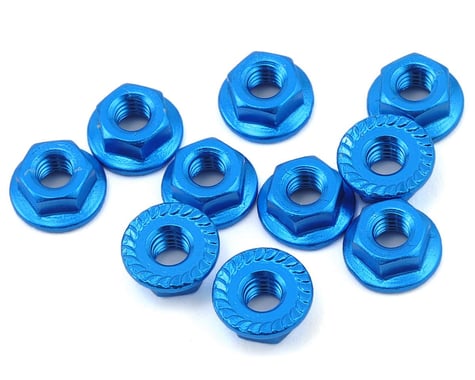 Yeah Racing 4mm Aluminum Serrated Lock Nut (10) (Blue)