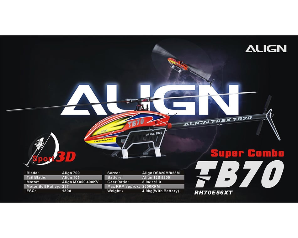 Align T-Rex TB70 Electric Super Combo Helicopter Kit (Orange
