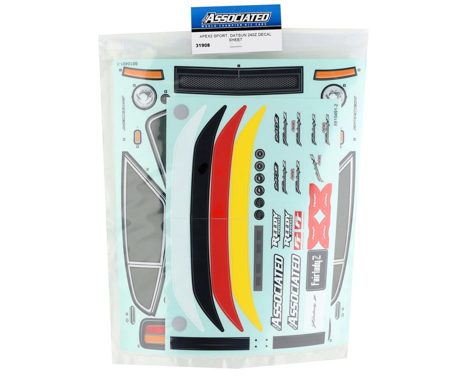 Team Associated Apex2 Sport Datsun 240Z Decal Sheet (2) [ASC31908