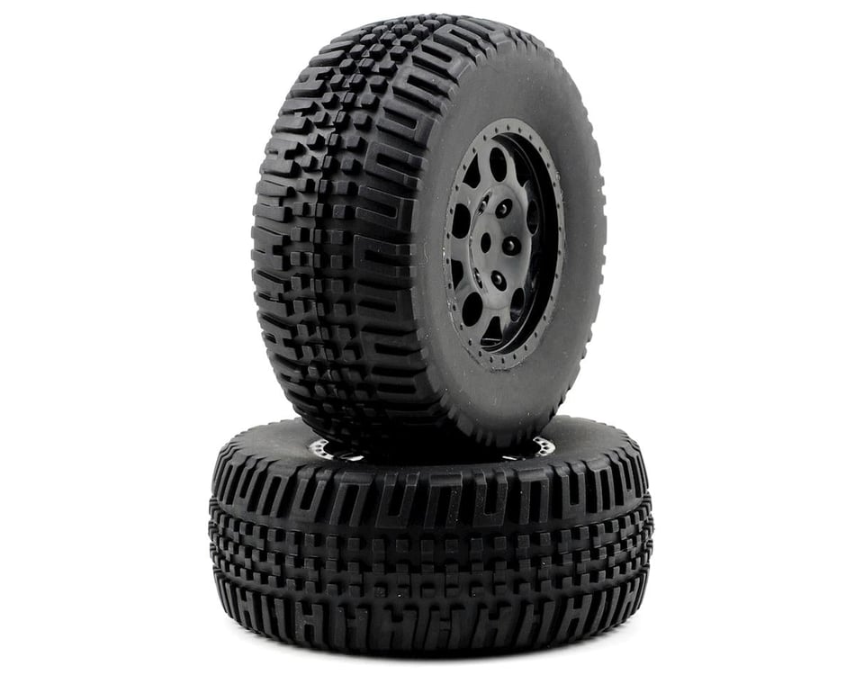 Team Associated KMC Rear Tire/Wheel Combo (2) (Black) [ASC9813