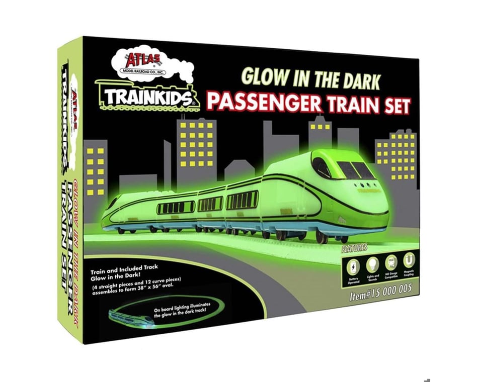 Atlas Railroad Trainkids Glow in the Dark Passenger Train Set