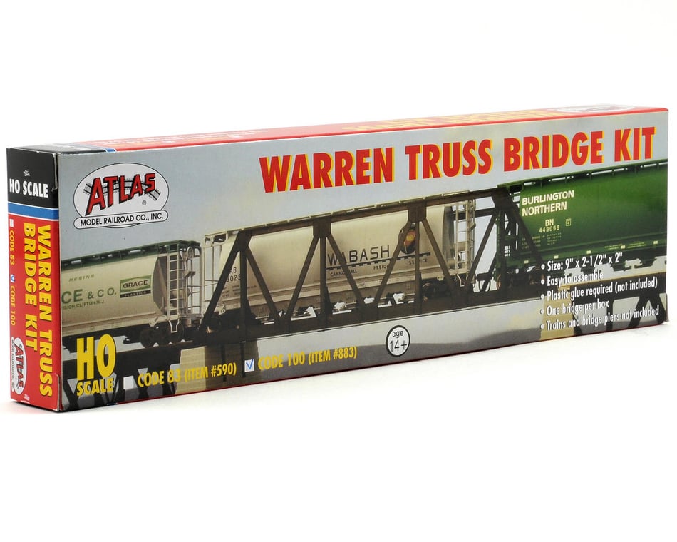 Silver Atlas HO Scale Kit Code 83 Track 18" Through Truss Model Train Bridge