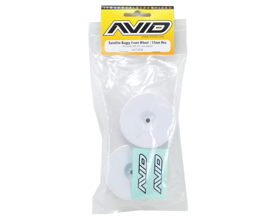 Avid RC 12mm Hex Satellite 2.2 Rear Buggy Wheels White TLR22/B5/RB5 2