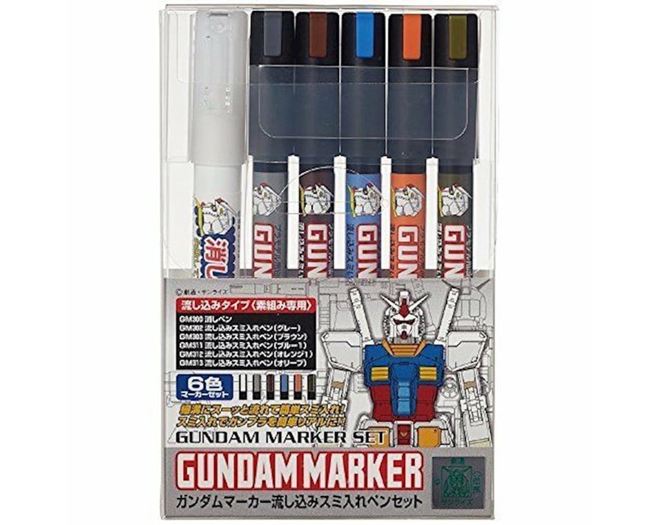 Bandai Gundam Marker Extra Thin Panel Pen Set (6) [BANGNZGMS-122] -  HobbyTown