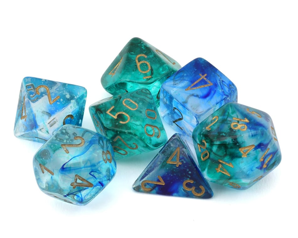 Chessex Nebula® Polyhedral 7-Die Set (Oceanic™/Gold Luminary