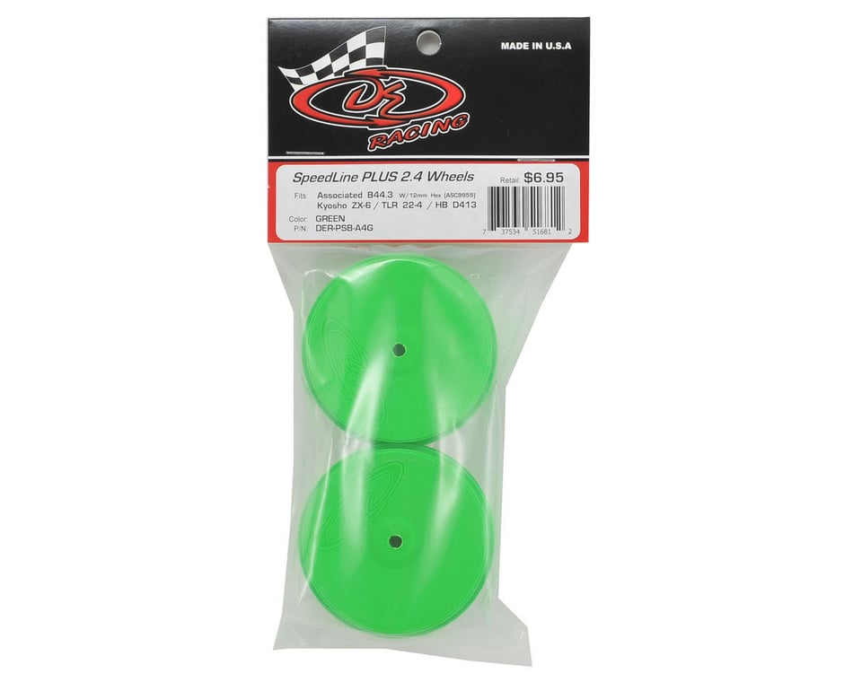 DE Racing Speedline PLUS 2.4 4WD Front Buggy Wheel (2) (Green) w/12mm Hex  (22-4/D413/B74)