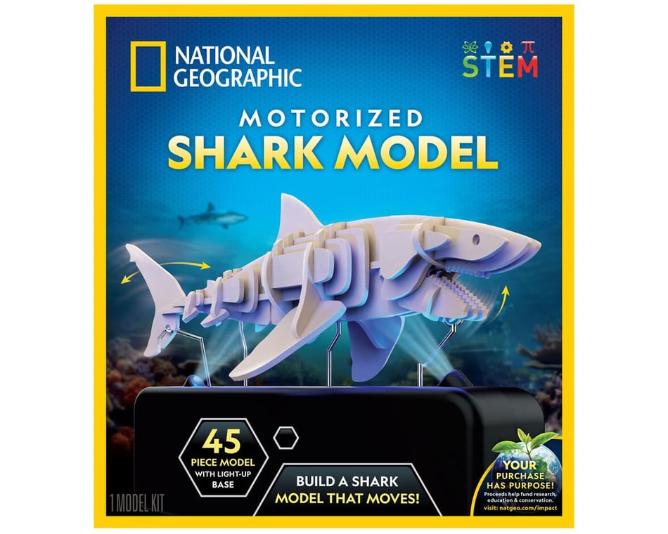Blue Marble National Geographic Motorized Shark 3D Wooden Model