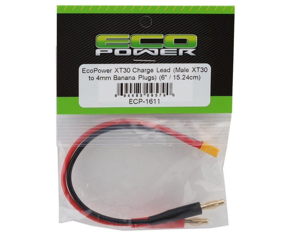 EcoPower Heavy Duty XT30 Ultra Plug Charge Lead (Male XT30 to 4mm