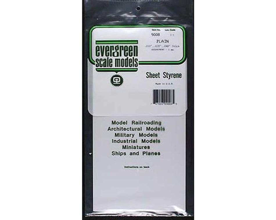 Plain Opaque White Polystyrene 3 Sheet Assortment Evergreen Scale Models EVG9008 