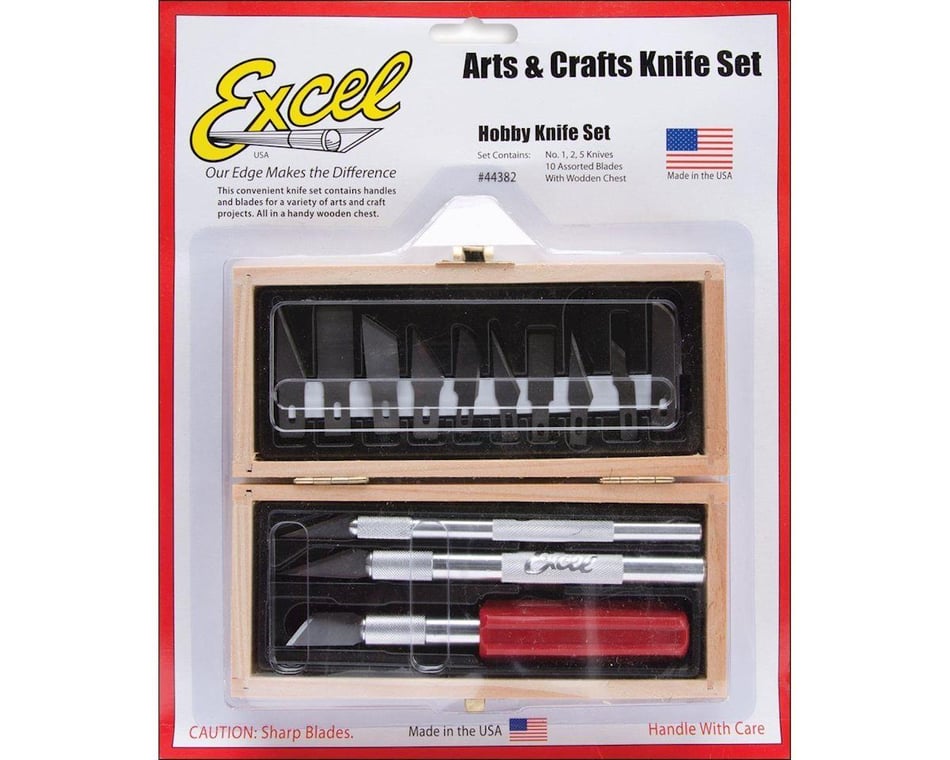 Craft Hobby Knife Set - Wooden Box Excel Hobby Tools 44382