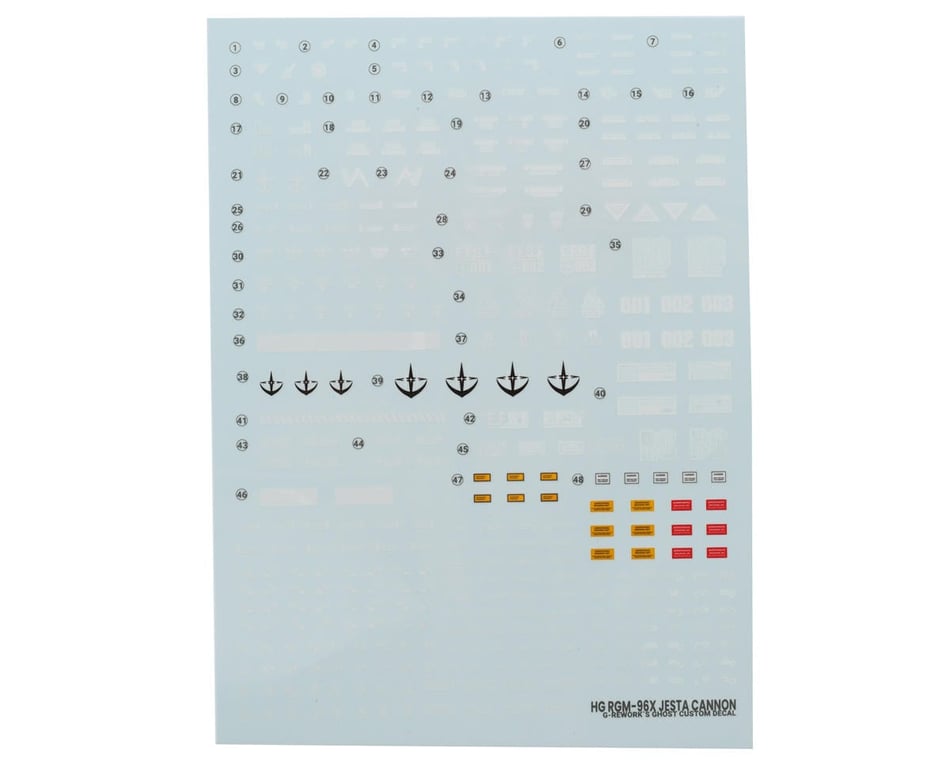G-Rework HG RGM-96X Jesta Cannon Gundam Waterslide Decal Sheet