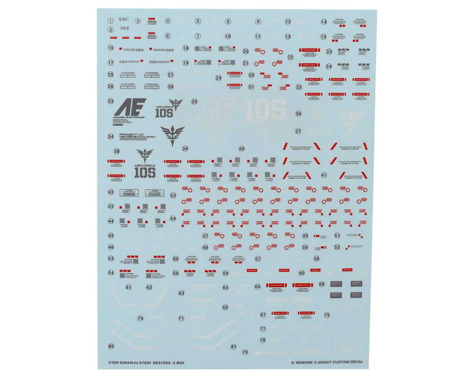 G-Rework MG MSN-06S/062 Sinanju Stein Gundam Waterslide Decal