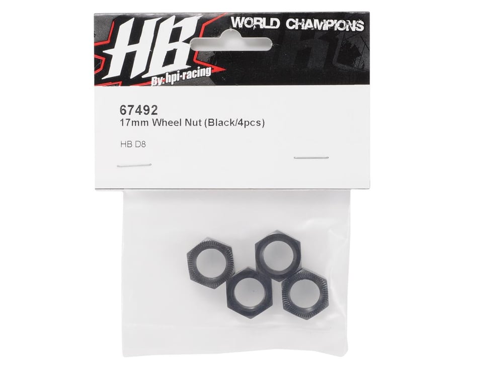 4 Black HBS67492 HB Racing 17mm Wheel Nut 