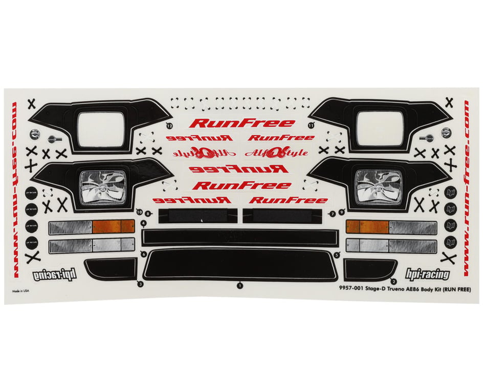 HPI 1/10 Toyota Stage-D Trueno AE86 Run Free Polycarbonate Wide