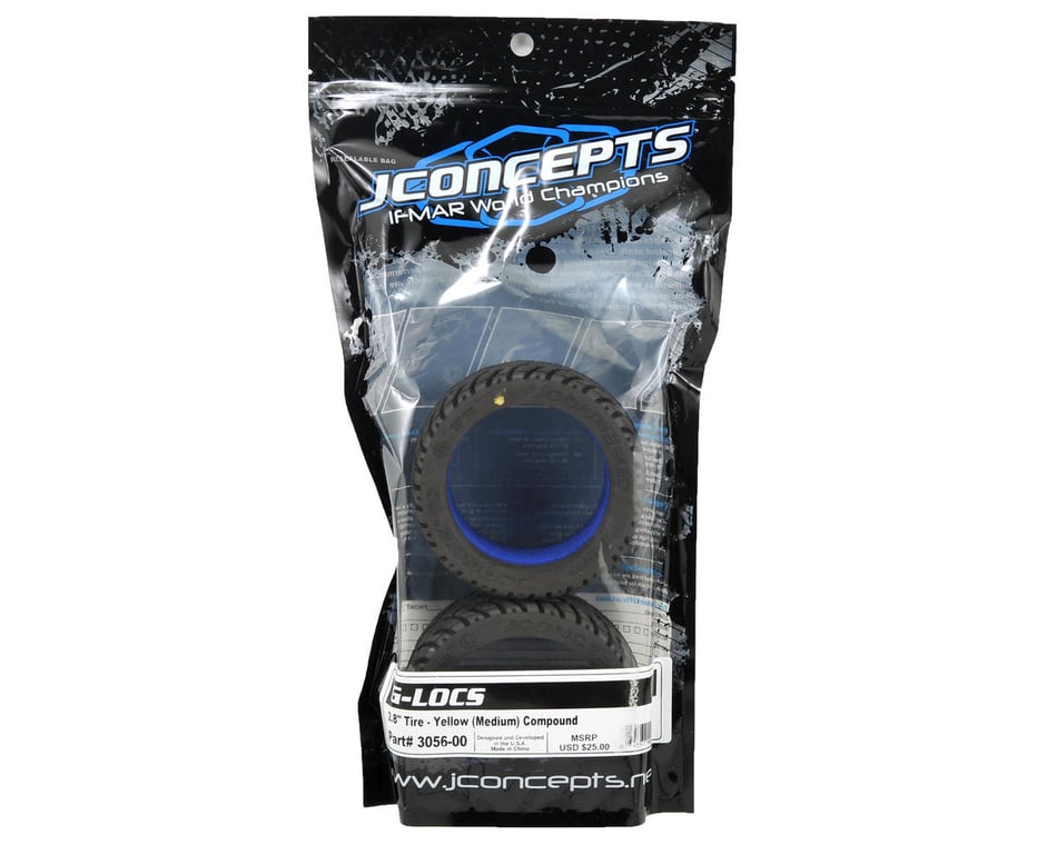 J Concepts G-Locs Tires 2.8 - Pre-Mounted Yellow Compound RC Tires For 2WD