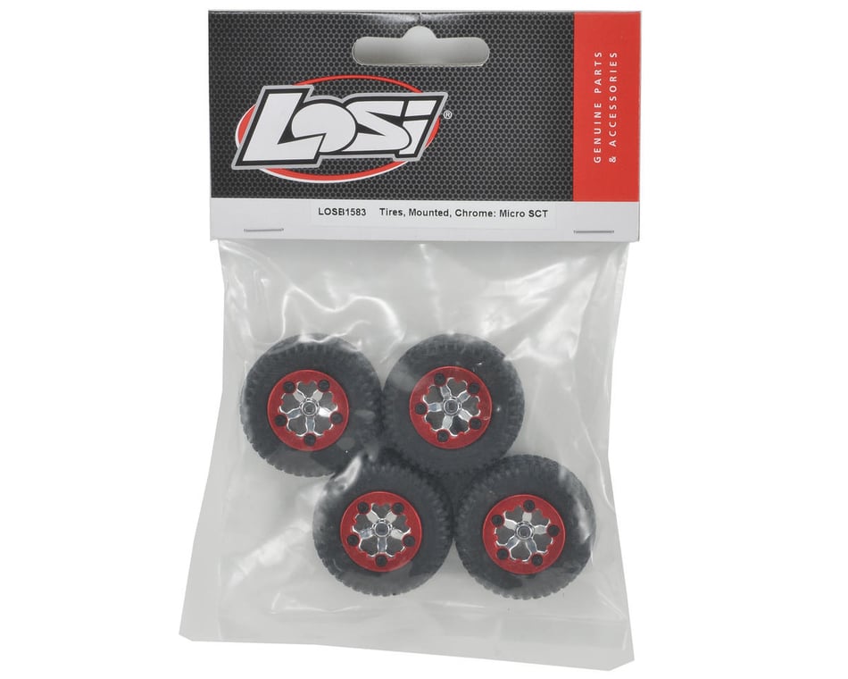 thumbnail image 2 of Losi Front Mounted Chrome Tires (2) - 66.5mm Outer Diameter For MSCT Models 2 of 14