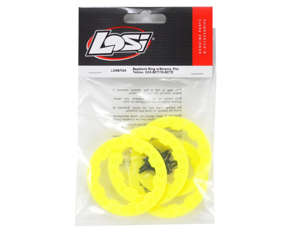 Losi Beadlock Ring Set w/Screws (Fluorescent Yellow) (4) [LOSB7024