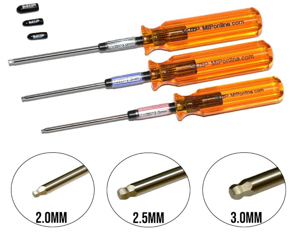 MIP Ball End Metric Speed Tip Hex Driver RC Power Tool Tip Set 2.0/2.5/3.0mm 3 