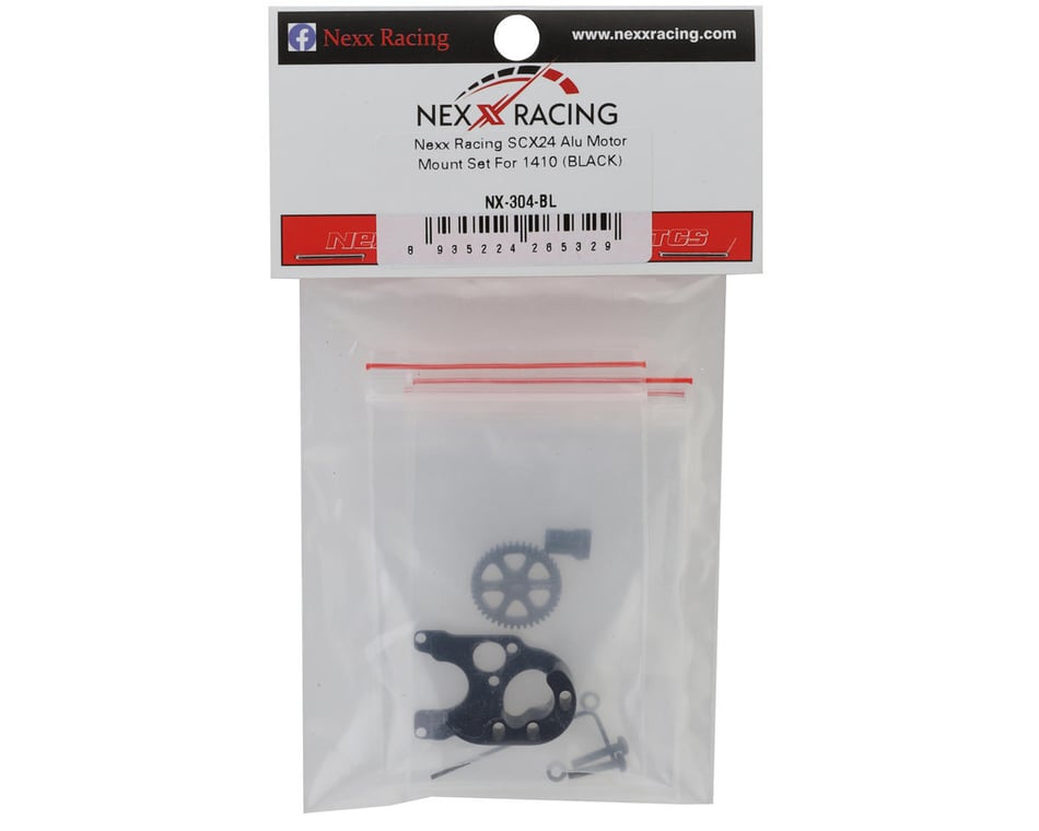 NEXX Racing SCX24 Aluminum Motor Mount w/Spur & Pinion Gear (Black