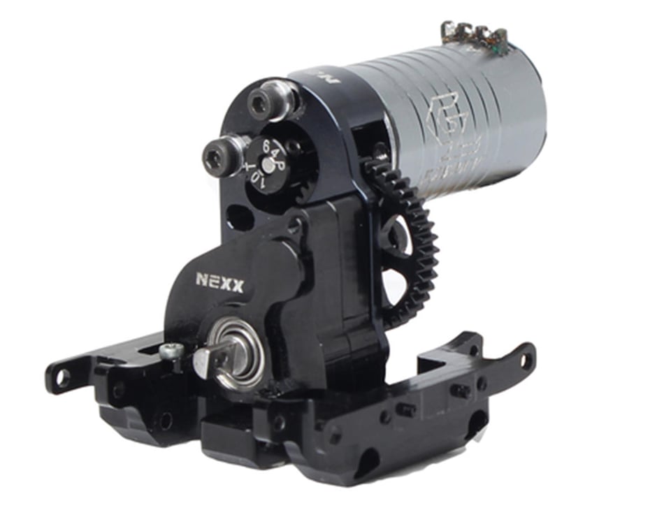 NEXX Racing SCX24 Aluminum Motor Mount w/Spur & Pinion Gear (Black