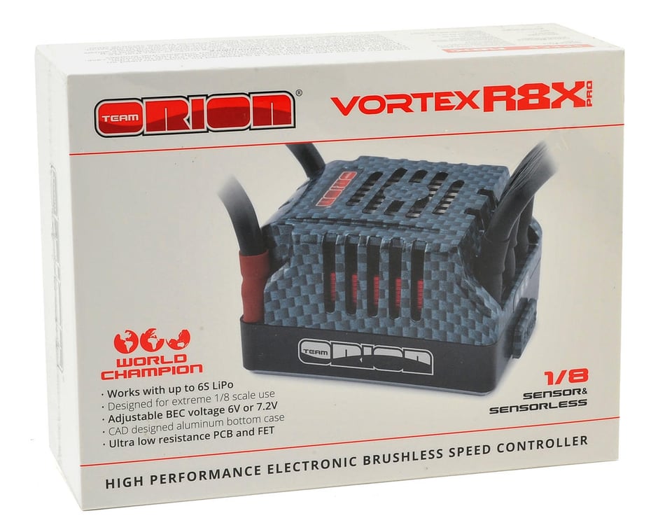 Team Orion Vortex R8 ProX Extreme 1/8 Scale Brushless ESC (220A, 2-6S)