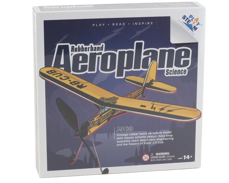 PlaySTEM Airplane Science Rubber Band Powered J-3 Cub [PYSXP04202C