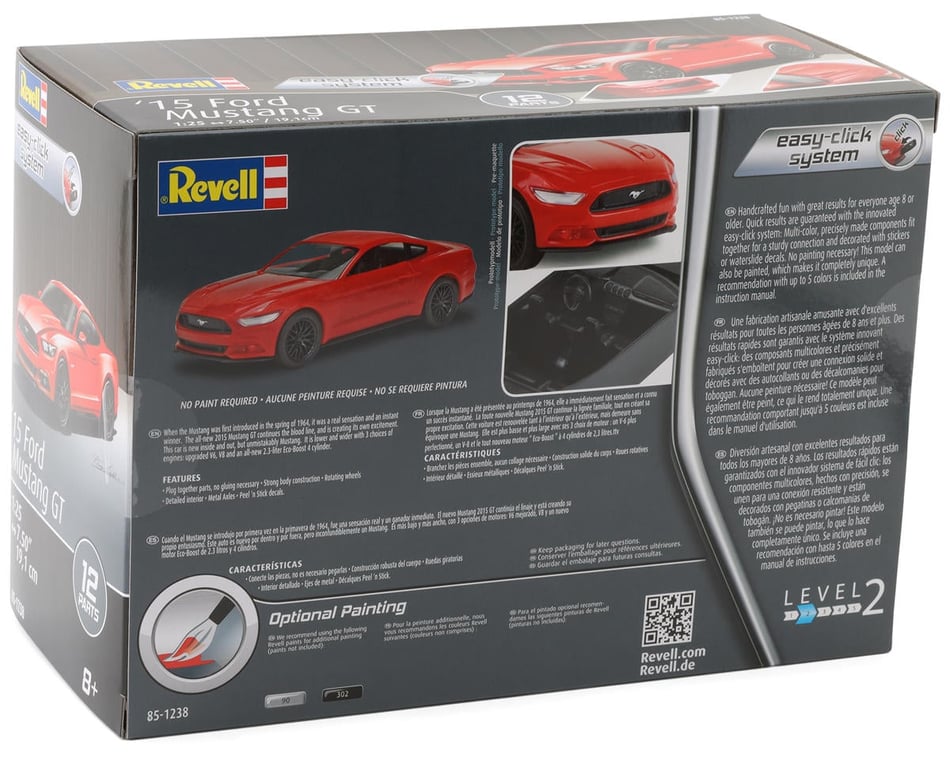 Revell 1/25 2015 Ford Mustang GT EZ Click Plastic Model Kit