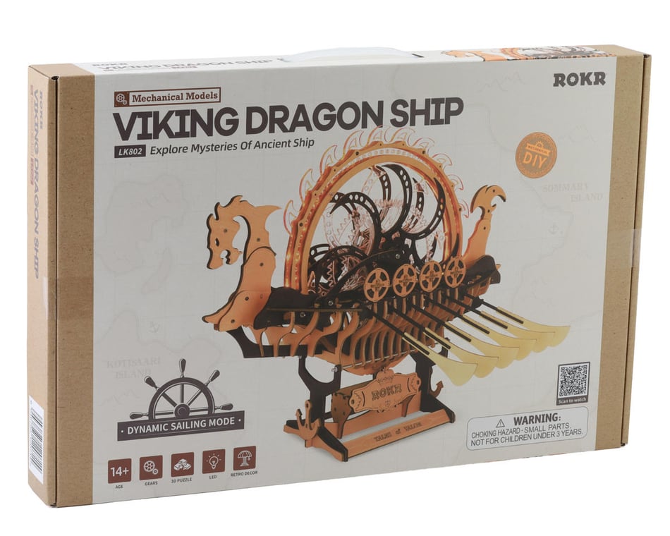 Robotime ROKR Viking Dragon Ship Mechanical 3D Wooden Model Kit