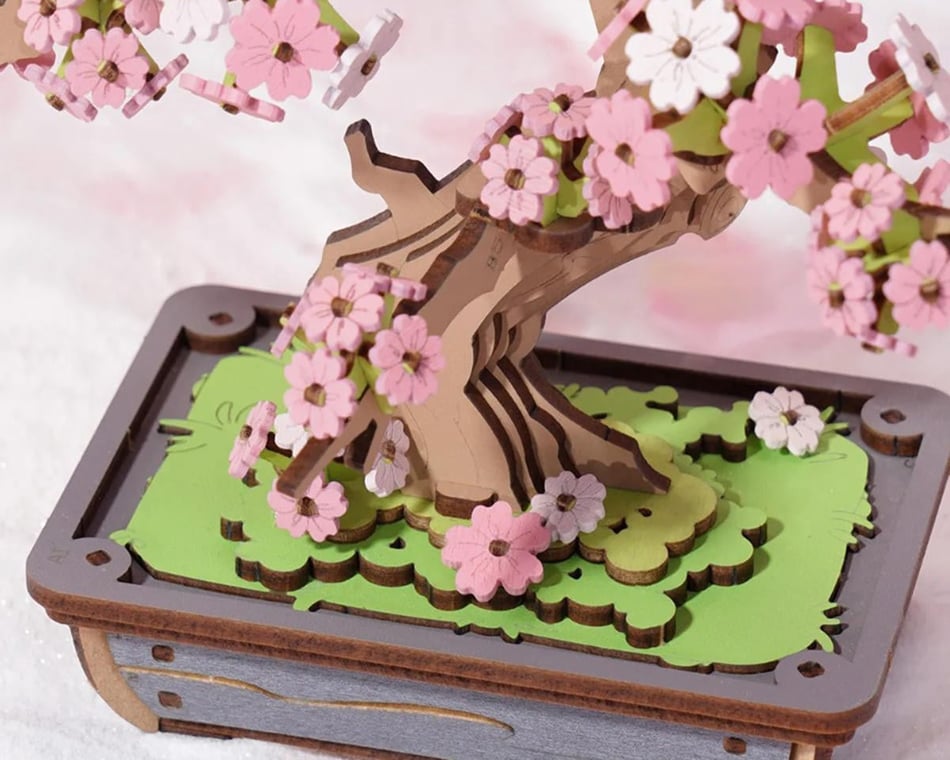 Robotime Sakura Bonsai DIY Miniature 3D Wooden Model Kit [ROETG415