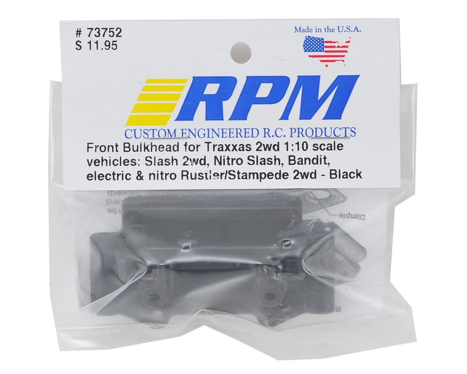 RPM R/C Products RPM Front Bulkhead Black 1/10 Traxxas 2WD RPM73752 