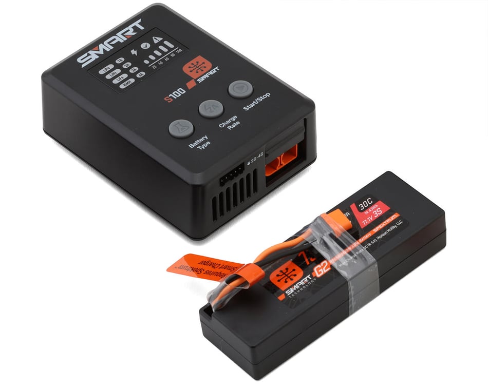 spektrum smart g2 2s lipo usb c battery charger Smart Powerstage Bundle 1300mAh 3S 30C LiPo Battery IC2 S100 Charger 65W Power Supply Adapter