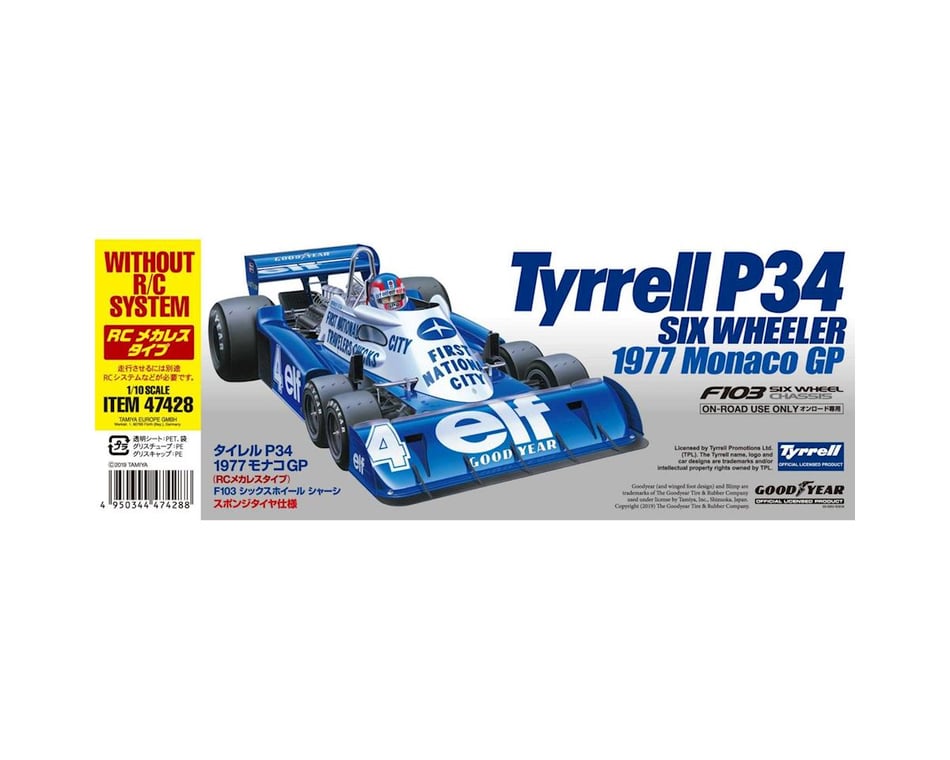 Pre-Painted Tamiya 47428 RC Tyrrell P34 1977 Monaco GP F103 Six Wheeler 