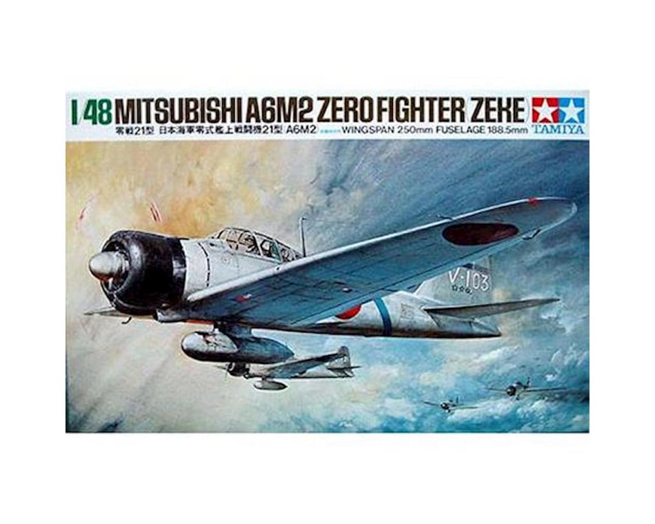 Military WWII JAPANESE A6M2 ZERO FIGHTER ZEKE TAMIYA 1:48 PLASTIC MODEL ...