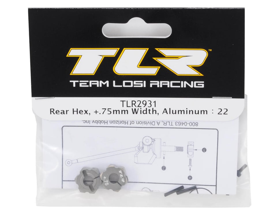 らる Team Losi Racing 12mm Aluminum Rear Hex Set (+.75mm Width) (TLR 22