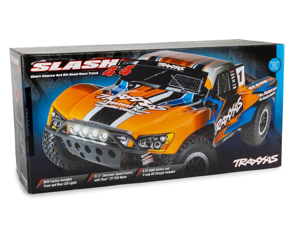 Traxxas Slash 4X4 RTR 4WD Brushed Short Course Truck (Orange) w/LED Lights,  TQ 2.4GHz Radio, Battery & DC Charger