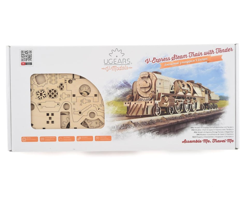 UGEARS UTG0045 V-Express Steam Train and Tender Wooden 3D Model Kit for sale online 