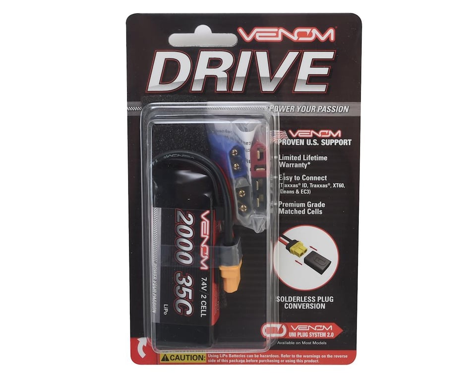 Venom 35c 2s 2000mah 7.4v Lipo Battery With Universal Plug for sale online
