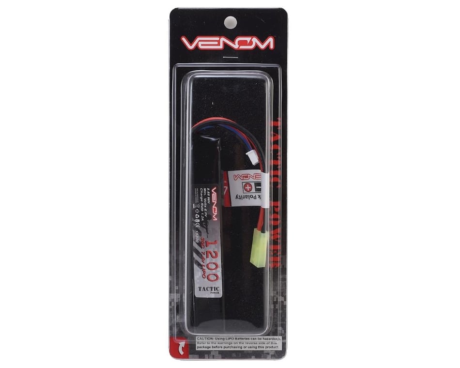 Venom 30C 2S 1200mAh 7.4V LiPo Stick Battery for Airsoft w/Mini Tamiya AK Type 