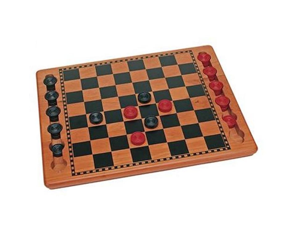 Games 18 1517 Solid Wood Checkers Set