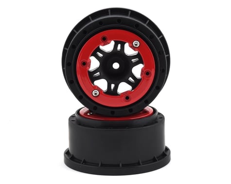 Pro-Line Split Six Bead-Loc Short Course Rear Wheels (Black/Red) (2)