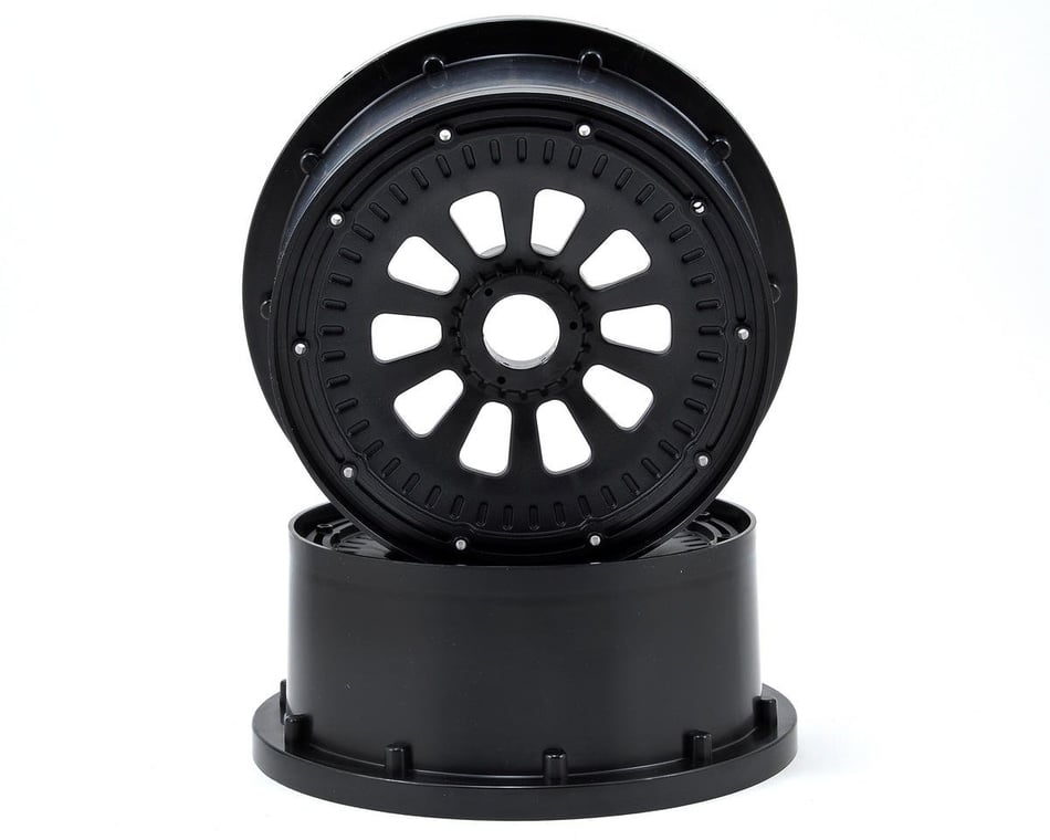 Black 2 LOSB7034 Losi 5IVE-T Wheel Set w/Beadlocks 