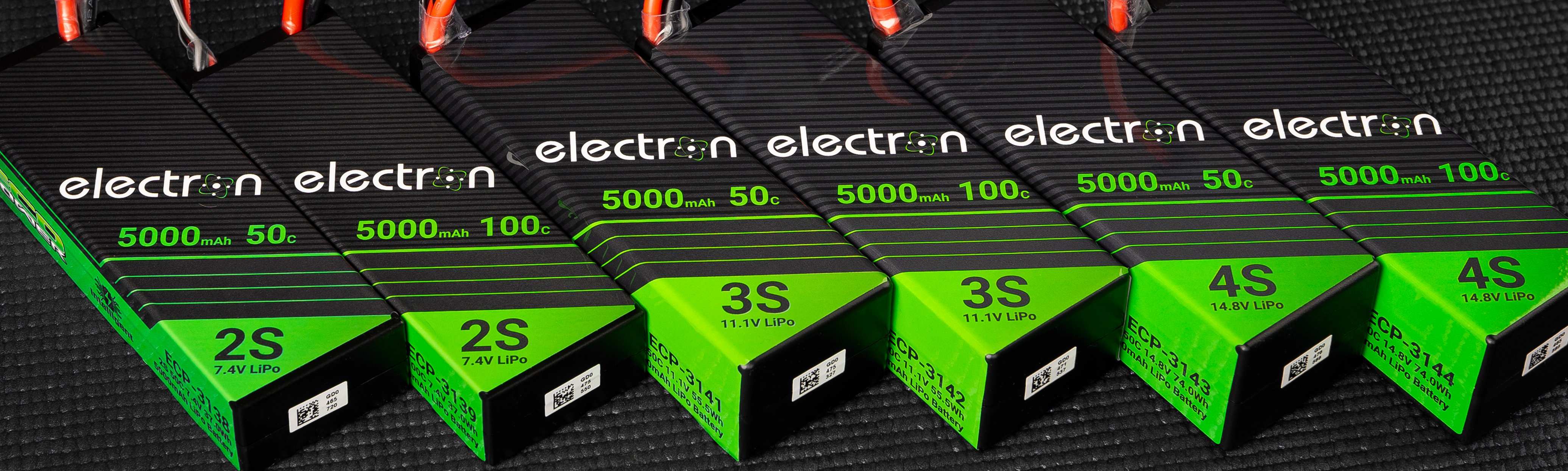 Six Hard Case EcoPower Electron Intelligent LiPo Batteries